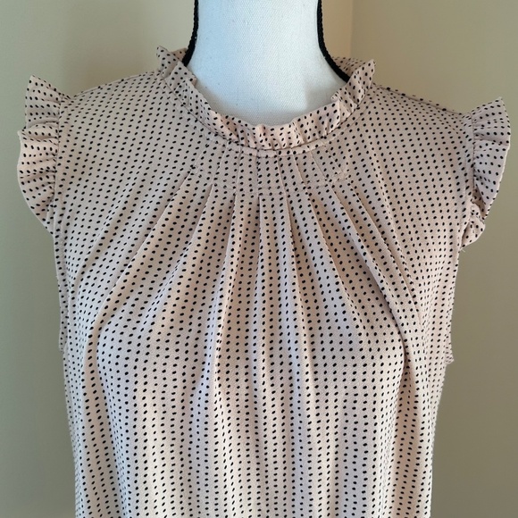 *ADRIANNA PAPELL* Pink x Black Ruffle Neck Fashion Tank Top Size Large - Picture 4 of 12